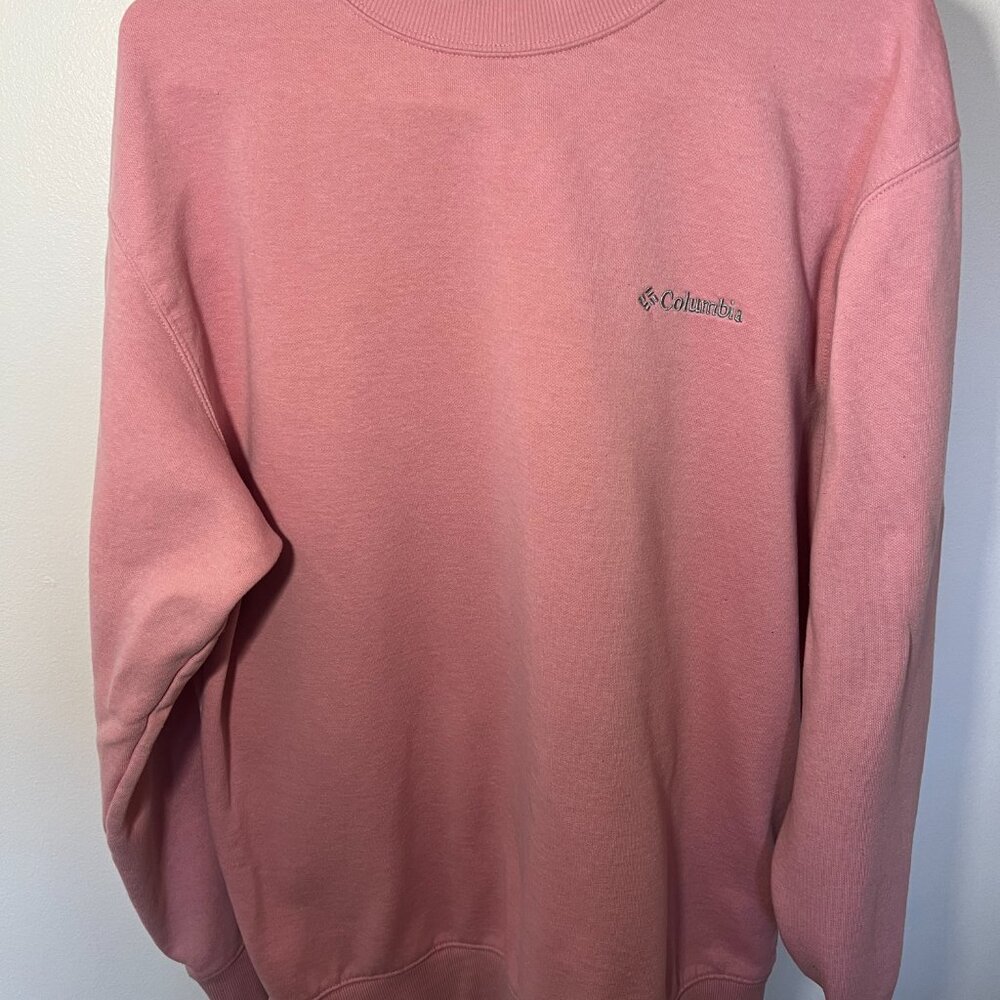 Columbia Women’s Pink Crewneck Sweatshirt Embroidered Logo Pullover Size L
